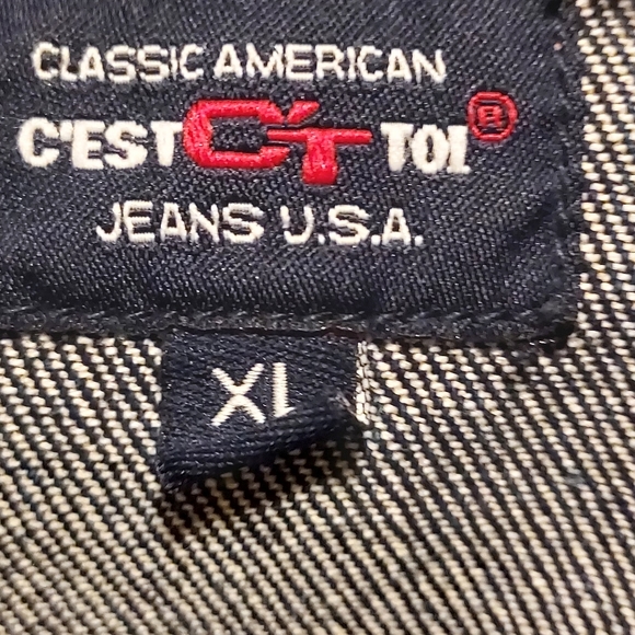 Classic American C'EST C'T TOI Jeans USA 🇺🇸 XL Dark Denim Jean Jacket vintage - Picture 3 of 12